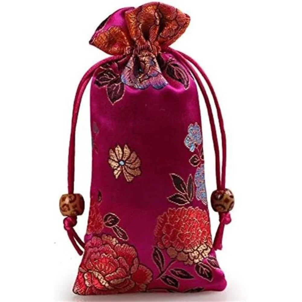 Silk brocade Double layer Drawstring Pouch Candy Sachet wallet Jewelry